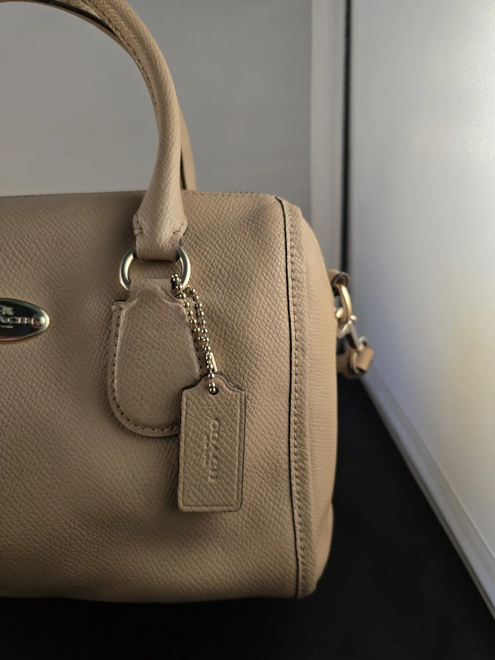 Coach Pebble Leather Satchel Bag in Beige